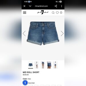7 For All Mankind Mid Roll Shorts Size 25